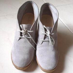Cole Hann Gray Suede Wedge Ankle Laced Boho Minimalist Comfy Booties Sz 9.5 US
